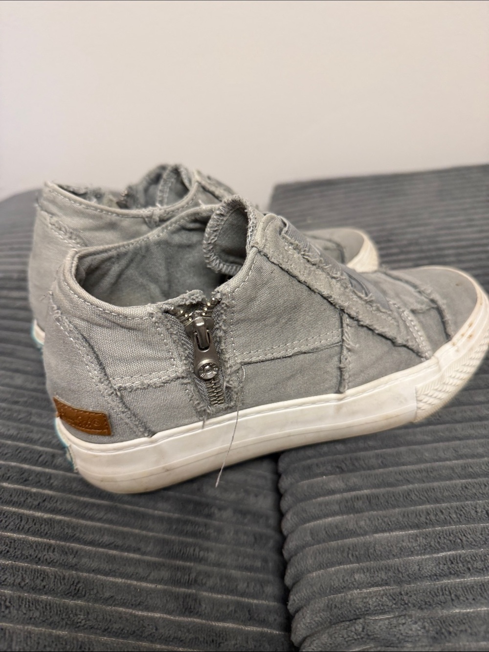 Women's Gray Canvas Zip-Top Sneakers